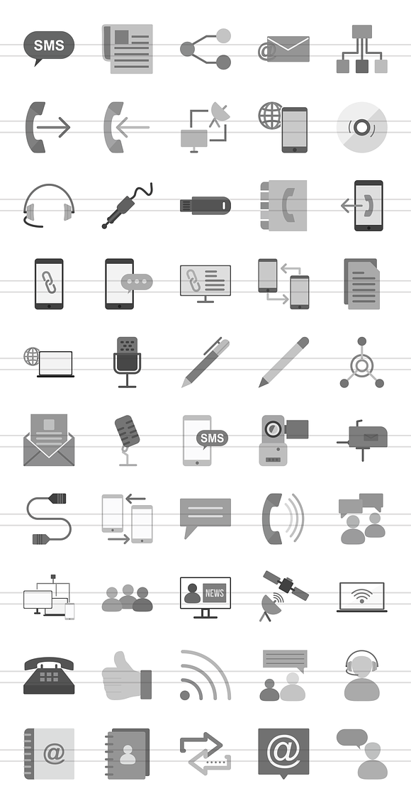 50 IT&Communication Greyscale Icons in Graphics - product preview 1