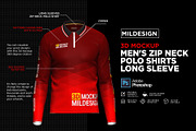3D Mockup: Men's Zip Polo Shirts LS