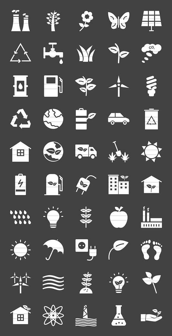 50 Ecology Glyph Inverted Icons in Graphics - product preview 1