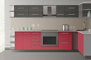 Modern kitchen interior illustration