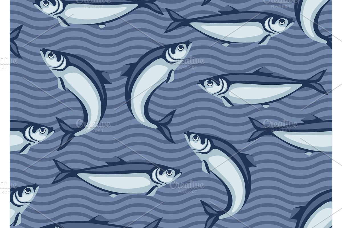 Seamless pattern with herring fish in Patterns - product preview 8