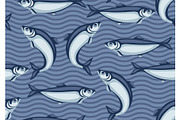 Seamless pattern with herring fish