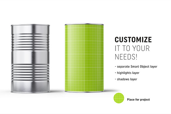 Tin can mockup 840ml in Product Mockups - product preview 1