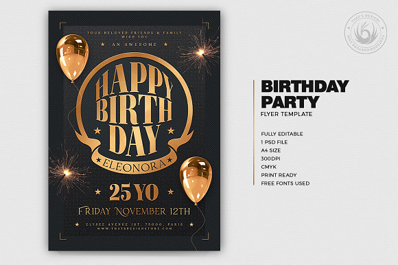 Birthday Party Flyer Template V2 in Flyer Templates - product preview 1