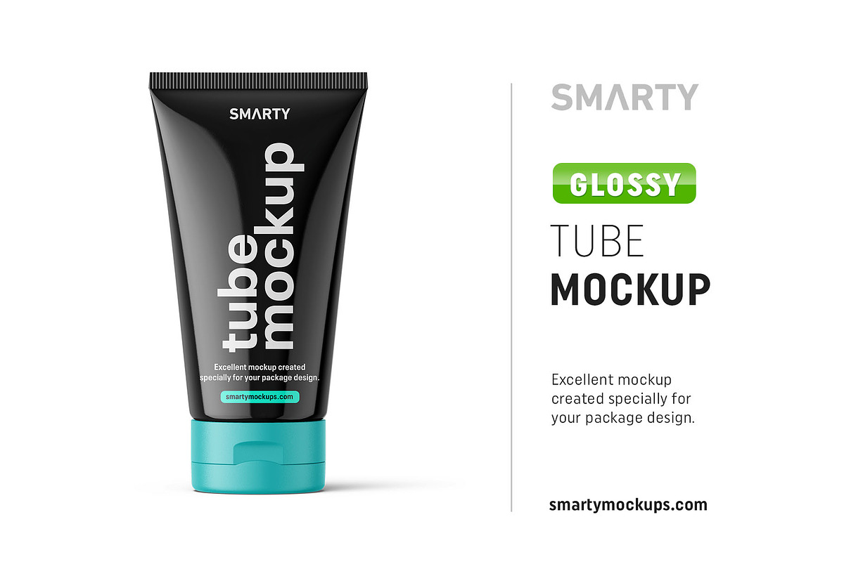 Glossy cosmetic tube mockup in Product Mockups - product preview 8