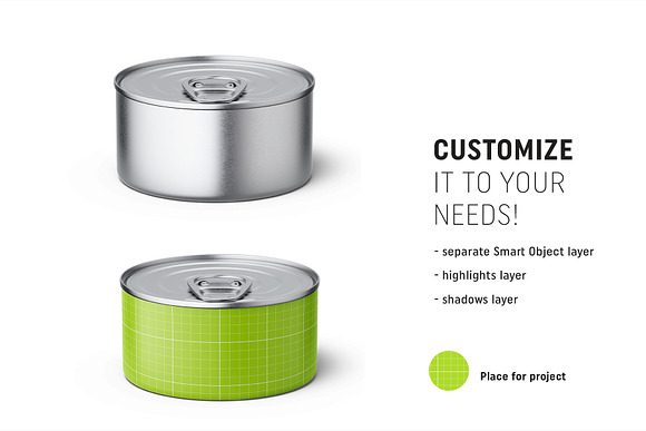 Tin can mockup 95g top in Product Mockups - product preview 1