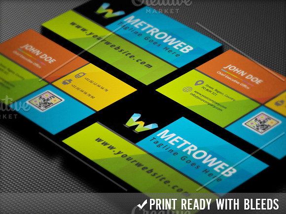 Metro Style Flat Business Cards in Business Card Templates - product preview 2