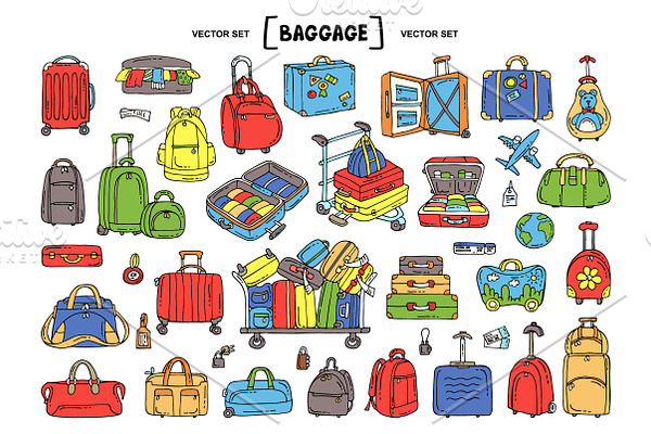 Vector set on the theme of baggage