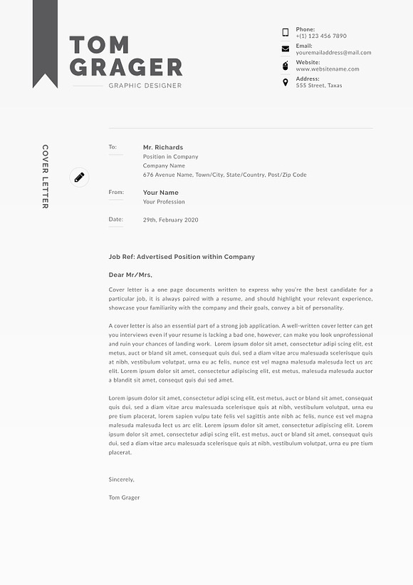Resume/Cv Template in Letter Templates - product preview 3