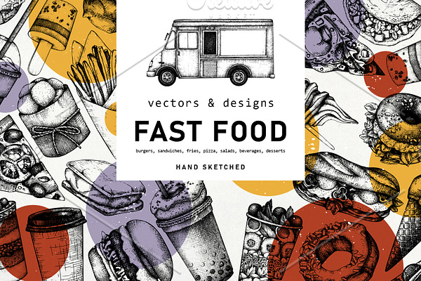 Fast Food Vectors & Designs Set