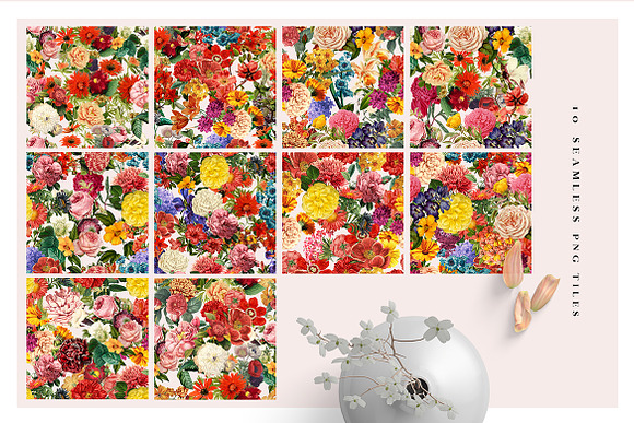 Flower Seamless Pattern Bundle in Patterns - product preview 2