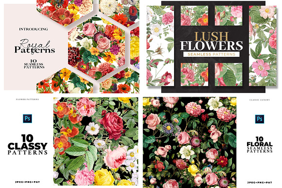 Flower Seamless Pattern Bundle in Patterns - product preview 9