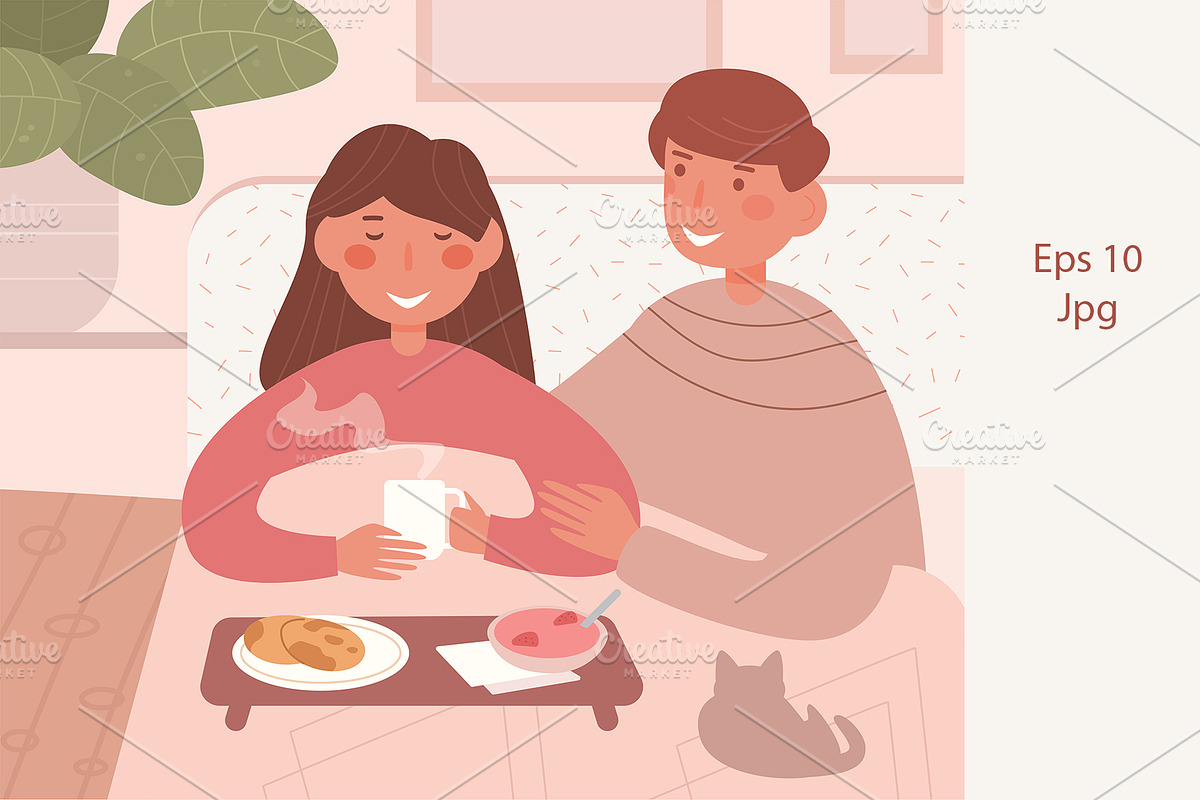 Breakfast in bed in Illustrations - product preview 8