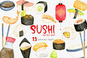 Watercolor sushi clipart