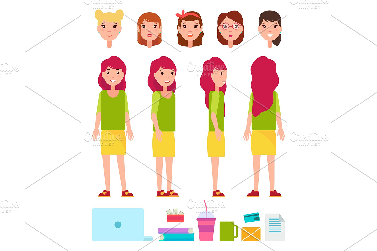 Female Person Constructor Vector in Illustrations - product preview 8