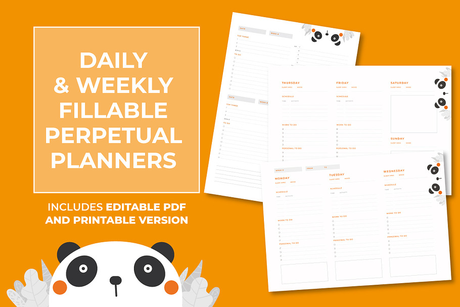 Daily & Weekly pdf Fillable Planners