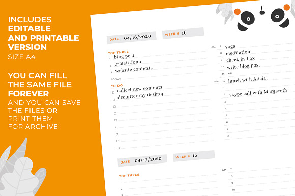 Daily & Weekly pdf Fillable Planners in Stationery Templates - product preview 2