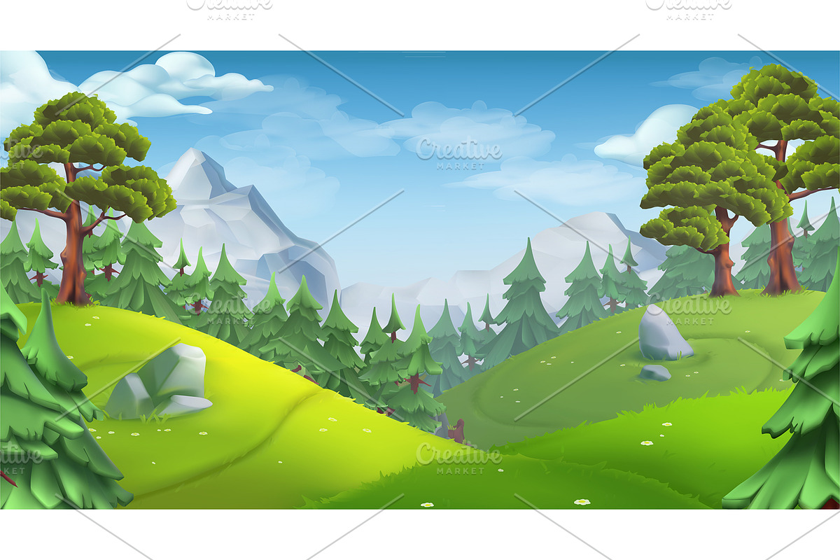 Forest, nature, landscape background in Illustrations - product preview 8
