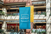 Banner mockups hanged inside mall
