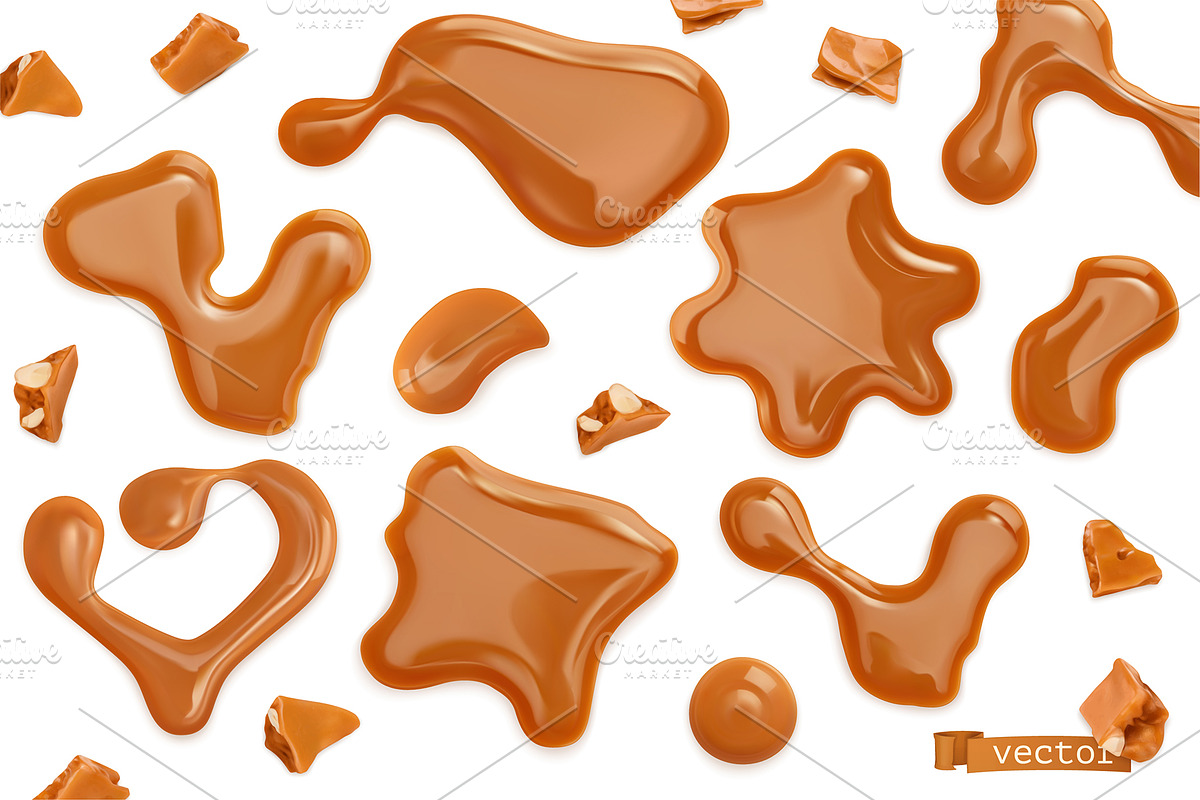 Caramel drops, realistic vector set in Icons - product preview 8