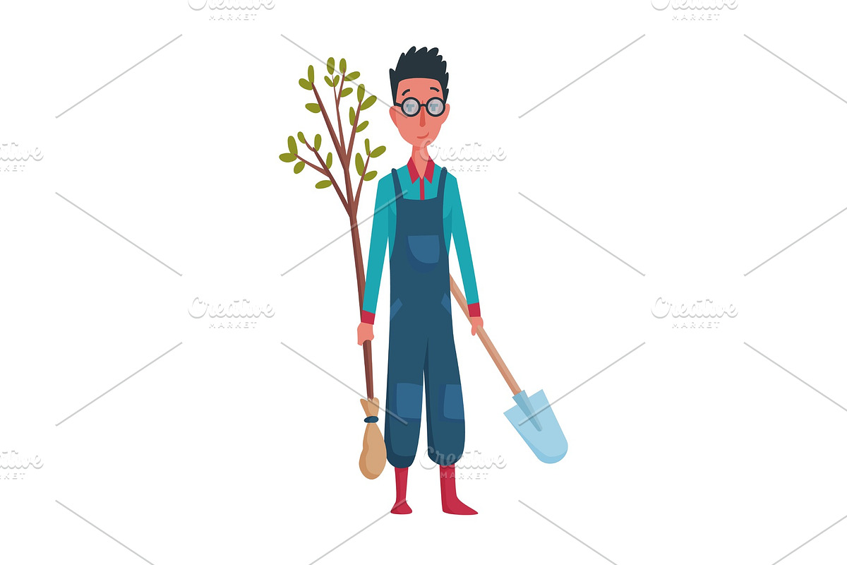 Happy man gardener or farmer in Illustrations - product preview 8