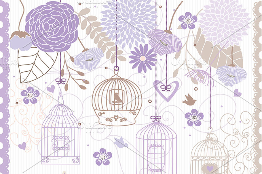 Flower Bird Cage clipart in Illustrations - product preview 8