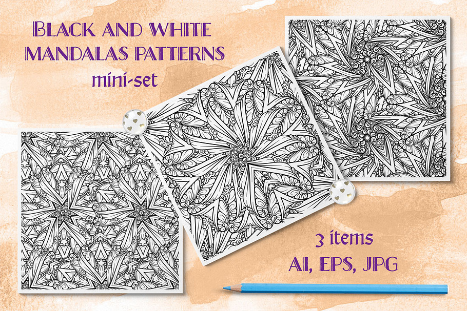 Black and white mandalas patterns mi