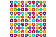 100 North America icons set color