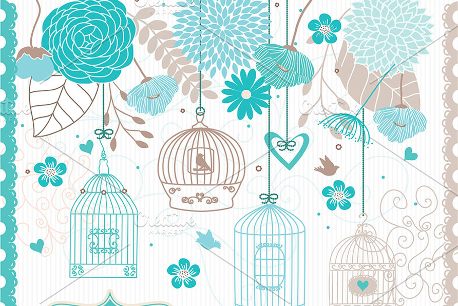 Flower Bird Cage clipart in Illustrations - product preview 8