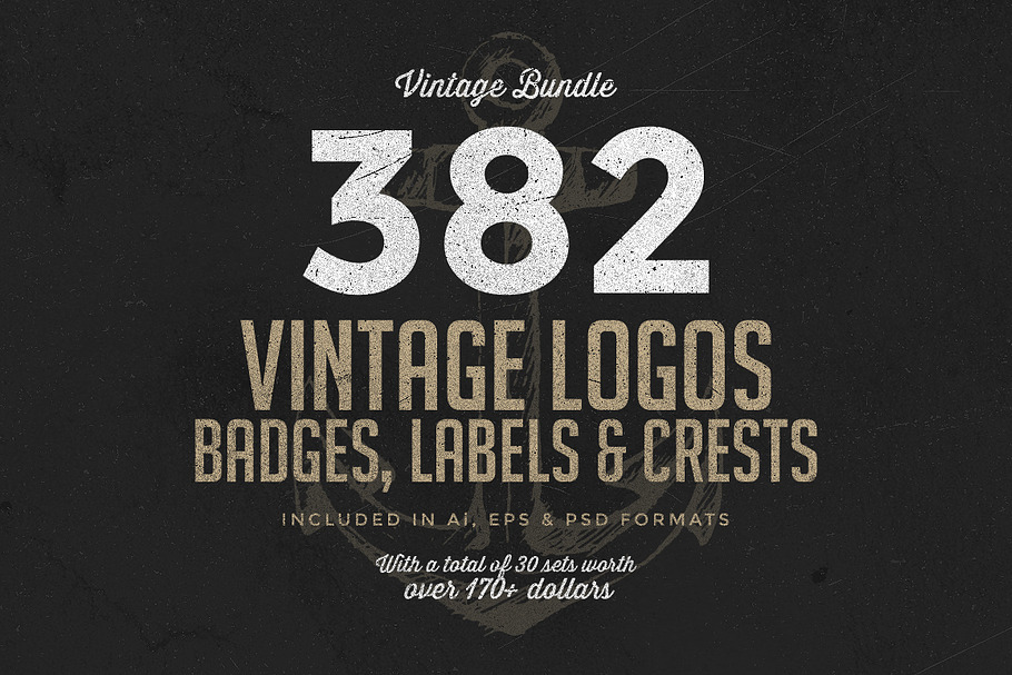 382 Vintage Logos Bundle in Logo Templates - product preview 8