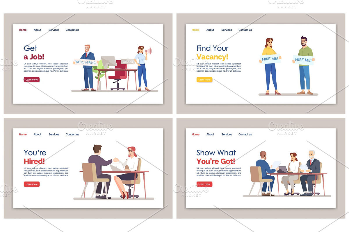 HR agency landing page set in Landing Page Templates - product preview 8