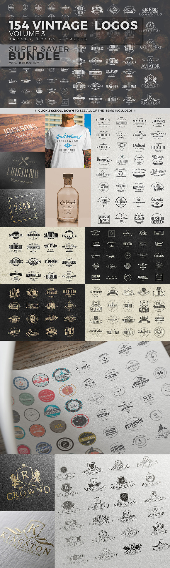 382 Vintage Logos Bundle in Logo Templates - product preview 3