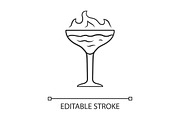 Flaming cocktail linear icon