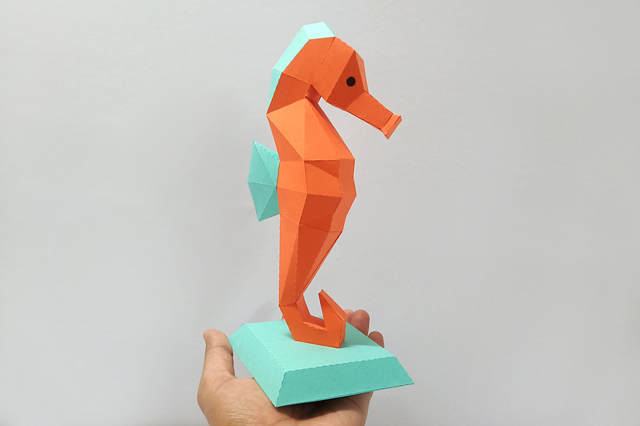 DIY Sea Horse - 3d papercraft in Templates - product preview 8