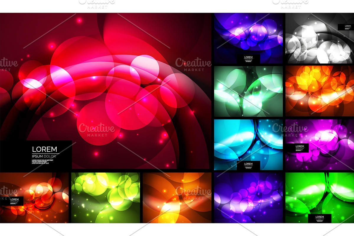Set of neon bubbles abstract in Illustrations - product preview 8