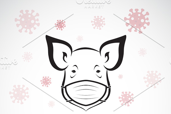 Pigs wearing mask to protect virus.