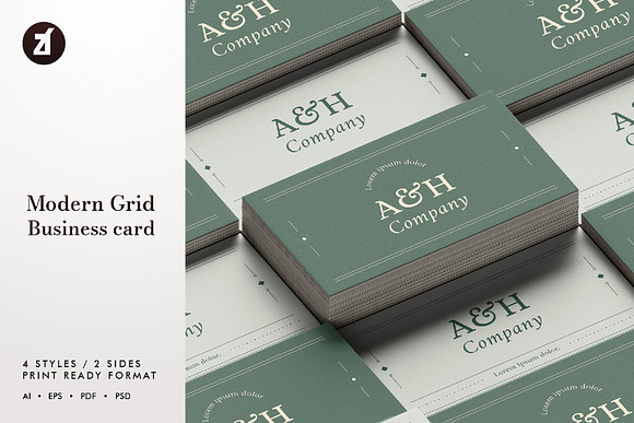 Modern Grid - Business card template in Business Card Templates - product preview 2