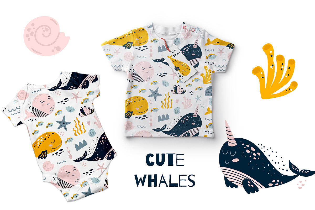 Cute animals Baby whales pattern in Patterns - product preview 8