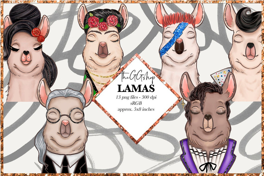 LLAMA clipart in Illustrations - product preview 8