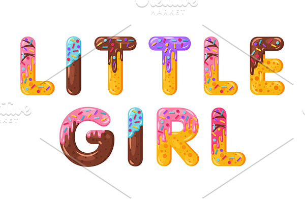 Little girl biscuit vector lettering