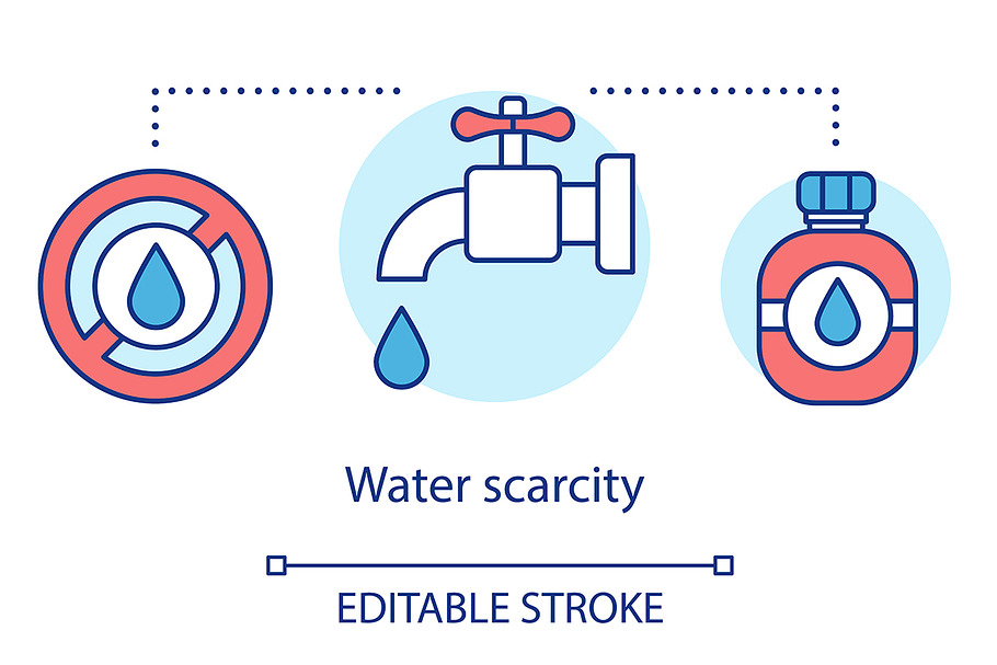 Water scarcity concept icon