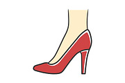 Stiletto shoes red color icon