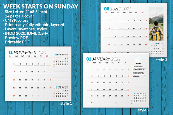 Wall Calendar 2021 (WC031-21) in Stationery Templates - product preview 2