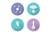Physics branches flat design icons
