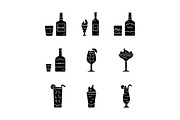 Drinks glyph icons set