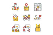 Delivery yellow color icons set