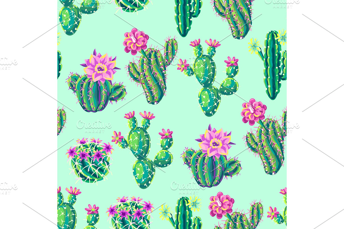 Seamless pattern with cacti and in Patterns - product preview 8