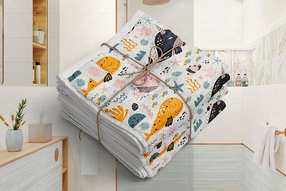 Cute animals Baby whales pattern in Patterns - product preview 2