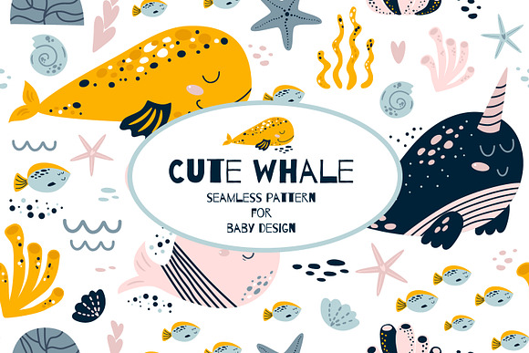 Cute animals Baby whales pattern in Patterns - product preview 4