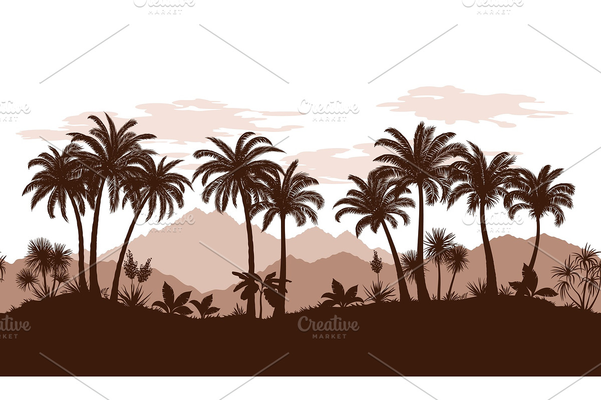 Seamless Landscape, Palms in Illustrations - product preview 8